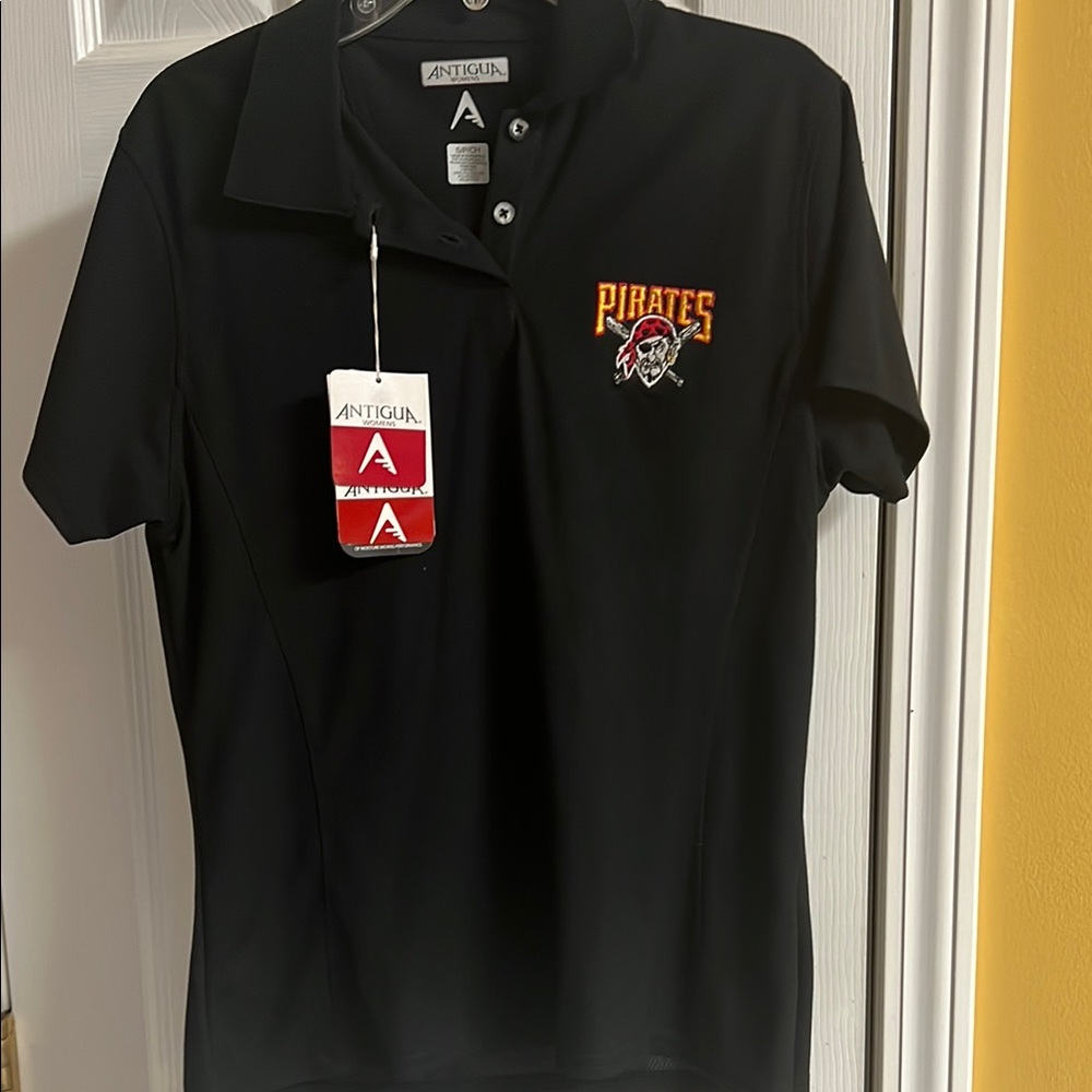 Antigua Black Pirates Polo Shirt